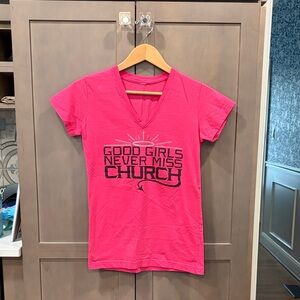 Eric Church Pink Tee with Angel Wing Graphic